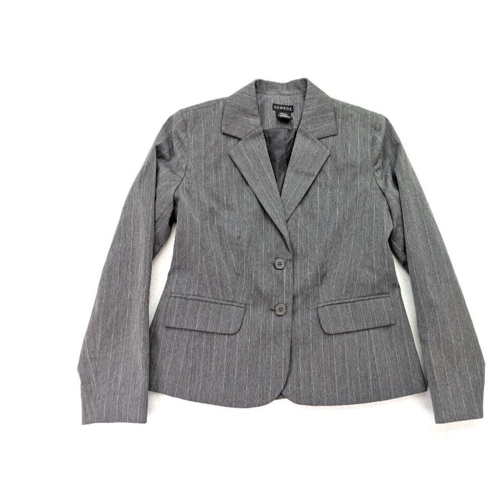 George Women's Blazer Suit Jacket Size 4 Gray Pinstripe Business Career